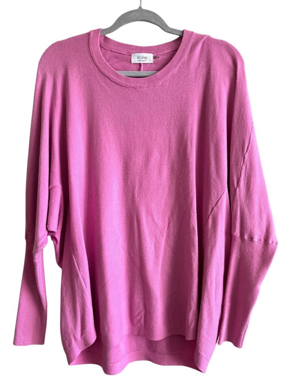 Bluivy Womens Sweater S/M Pink Crew Neck Dolman Sleeve
